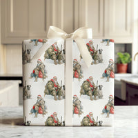 Rugged Hunter Christmas Gift Wrap, Hunting Santa Claus with Dog Wrapping Paper, Winter Hunting Wrapping Paper Roll, Sportsman Present Wrap