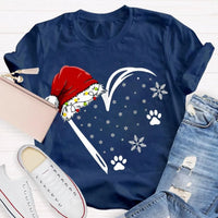 Merry Christmas Graphic T-Shirt, Santa Hat Snowflake Heart Shirt, Festive Winter Holiday Tee, Adorable Heart Christmas Shirt, Holiday Present Tee