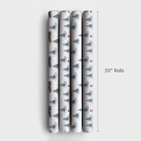 Winter Pine Trees Gift Wrap, Santa Claus on Red Snowmobile Wrapping Paper, Watercolor Christmas Wrapping Paper, Holiday Present Paper