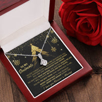 Alluring Beauty Ribbon Pendant Jewelry, Soulmate Christmas Necklace, 14k White Gold Over Stainless Steel, Romantic Holiday Present for Wife