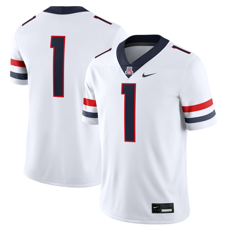 #1 Arizona Wildcats Road Game Football Jersey - White