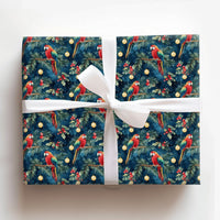 Tropical Holiday Bird Gift Wrap, Macaw Christmas Wrapping Paper, Watercolor Scarlet Macaw Wrapping Paper, Festive Winter Present Wrap