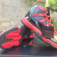 High Top Sneakers, Black Red Colorway, Lace Up Design, Casual Gift for Sneaker Fans