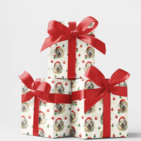 Santa Dog Gift Wrap, Golden Retriever Christmas Wrapping Paper, Golden Retriever Wrapping Paper, Xmas Present Wrap, Dog Lover Gift Wrap