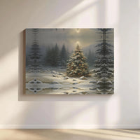 Snowy Landscape Wall Art, Winter Forest Christmas Tree Canvas Art, Holiday Season Pine Tree Canvas Print, Winter Scenery Canvas Decor Present