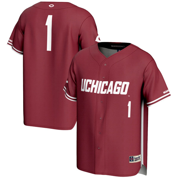 #1 UChicago Maroons Lightweight Baseball Fashion Jersey - Maroon