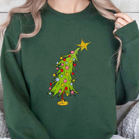 Hand Drawn Holiday Sweatshirt, Retro Christmas Tree Sweatshirt, Festive Xmas Graphic Sweatshirt, Winter Season Crewneck