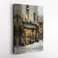 Vintage Christmas Village Canvas Print, Snowy Toy Shop Canvas Wall Art, Comfy Holiday Winter Scene Wall Decor, Festive Xmas Store Canvas