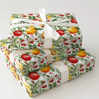 Orange Slice Christmas Gift Wrap, Watercolor Citrus Holly Wrapping Paper, Botanical Pinecone Wrapping Paper, Holiday Present Wrapping Paper