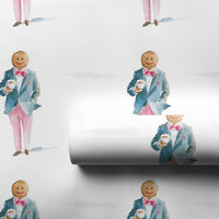 Coffee Gingerbread Gift Wrap, Dapper Gingerbread Man Wrapping Paper, Preppy Christmas Wrapping Paper, Whimsical Holiday Wrapping Paper Roll