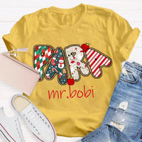 Custom Name Holiday Graphic T-Shirt, Personalized Christmas Apples Shirt, Adorable Xmas Teacher Fruit Tee, Festive Christmas Apple Shirt