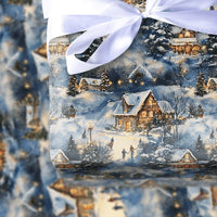 Winter Wonderland Gift Wrap, Snowy Village Christmas Wrapping Paper, Comfy Night Cabin Wrapping Paper, Scenic Holiday Gift Wrap Roll