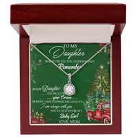 Cubic Zirconia Pendant Necklace, To My Daughter Necklace from Mom, White Gold Stainless Steel, Christmas Birthday Daughter Jewelry