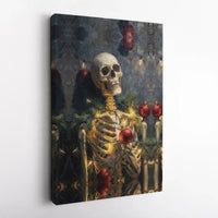 Gothic Xmas Tree Canvas Print, Skeleton Christmas Tree Wall Art, Spooky Holiday Canvas Wall Art, Skeleton Tree Poster