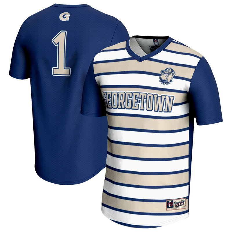 #1 Georgetown Hoyas Lightweight Soccer Fashion Jersey - Navy