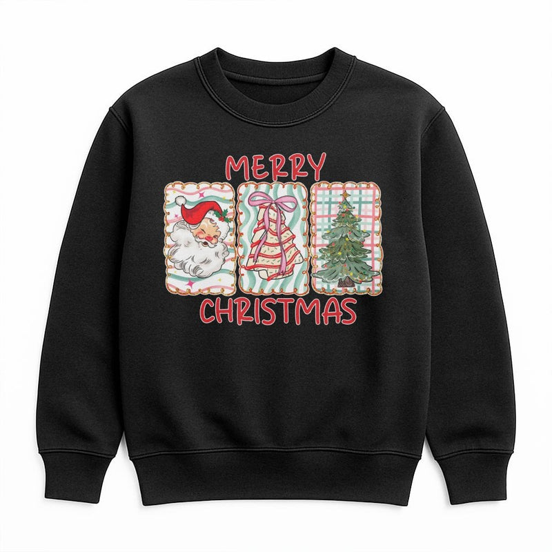 Retro Santa Claus Holiday Tree Crewneck, Merry Christmas Sweatshirt, Vintage Xmas Graphic Sweater, Comfy Winter Season Pullover
