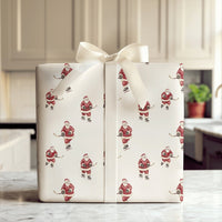 Ice Hockey Christmas Gift Wrap, Hockey Santa Wrapping Paper, Festive Sports Holiday Wrapping Paper, Santa Skater Gift Wrap Roll
