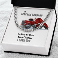 Mens Truck Driver Cuban Chain, Trucker Husband Cuban Link Chain Necklace, Stainless Steel Cuban Link Necklace, Christmas Present for Him
