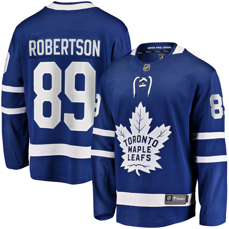 Toronto Maple Leafs Nicholas Robertson Blue Home Premier Breakaway Player Jersey