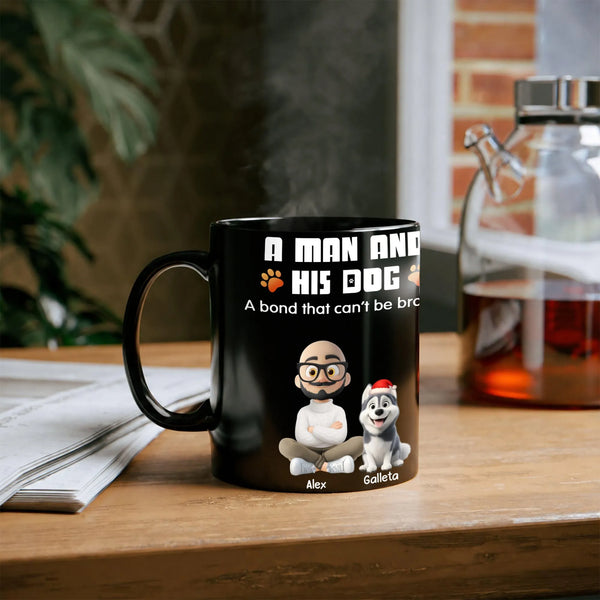 Personalized Cartoon Pet Portrait Mug, Custom Dog Dad Coffee Mug, Ceramic Dog Lover Cup, Father's Day and Christmas Present f