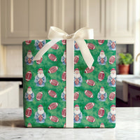 American Football Santa Wrapping Paper, Santa Football Christmas Wrapping Paper, Sports Holiday Wrapping Paper, Game Day Winter Gift Wrap