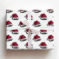 Lone Star Holiday Gift Wrap, Texas Santa Hat Christmas Wrapping Paper, Red Texas Typography Wrapping Paper, Festive Texas Holiday Gift Wrap