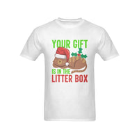 Humorous Christmas Cat Lover Shirt, Your Present Is in the Litter Box T-Shirt, Sarcastic Holiday Kitten Tee, Humorous Xmas Shirt Present