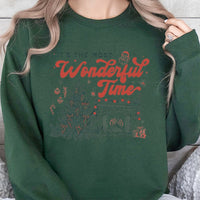 Vintage Tree Holiday Sweatshirt, Most Wonderful Time Christmas Sweatshirt, Comfy Fireplace Graphic Crewneck, Festive Winter Sweatshirt