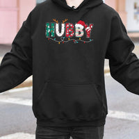 Festive Reindeer Antler Hooded Sweatshirt, Hubby Christmas Hoodie, Matching Couples Holiday Pullover, Xmas Present for Husband