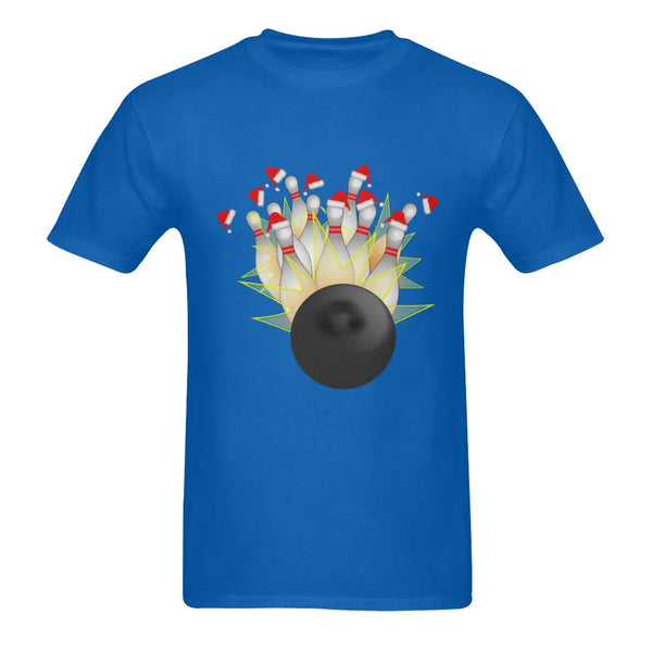 Humorous Bowler Holiday Tee, Santa Hat Bowling Pins Christmas Shirt, Strike Bowling Sports Graphic T-Shirt, Christmas Present