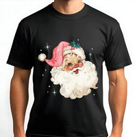 Pink Hat Vintage Christmas T-Shirt, Retro Santa T-Shirt, Festive Holiday Graphic Shirt, Adorable Xmas Santa Tee, Holiday Season Present