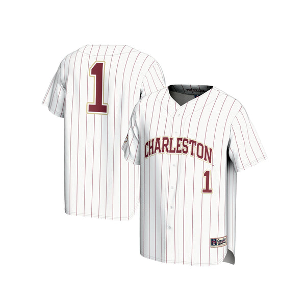 #1 Charleston Cougars Lightweight Baseball Fashion Jersey - White