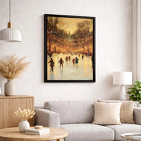 Impressionist Holiday Lights Canvas, Winter Ice Skating Canvas Art, Festive Christmas Canvas Print, Comfy Winter Wall Art, Holiday Home Decor
