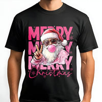 Retro Hipster Sunglasses Santa Shirt, Cool Santa Bubble Gum T-Shirt, Humorous Christmas Graphic Tee, Vintage Holiday Santa T-Shirt, Xmas Present