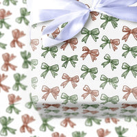Red and Green Ribbon Gift Wrap, Hand Drawn Bows Wrapping Paper, Festive Christmas Bows Wrapping Paper, Holiday Present Wrapping Paper