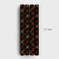 Rustic Holiday Plaid Gift Wrap, Diagonal Tartan Plaid Christmas Wrapping Paper, Vintage Winter Wrapping Paper Roll, Festive Present Paper