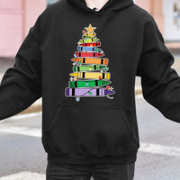 Teacher Holiday Crayon Sweatshirt, Christmas Crayon Tree Hoodie, Elementary School Educator Pullover, Adorable Festive Winter Teacher Present