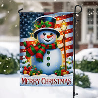 American Flag Winter Flag, Patriotic Snowman Christmas Garden Flag, Holiday Snowman Yard Flag, Seasonal Porch Lawn Decor