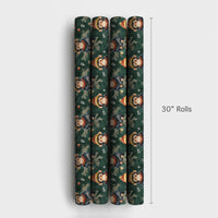 Winter Animal Holiday Wrapping Paper, Watercolor Christmas Monkey Wrapping Paper, Pine Tree Monkey Gift Wrap, Xmas Gift Wrapping Paper