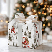 Mountain Expedition Christmas Gift Wrap, Hiking Santa Wrapping Paper, Watercolor Outdoor Santa Claus Present Paper, Rustic Winter Holiday Roll
