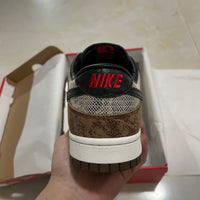 Low Top Sneakers, White Brown Colorway, Snake Pattern, Lace Up Design, Casual Gift for Sneaker Fans