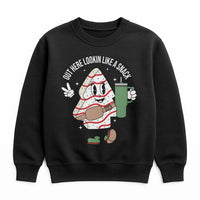 Lookin Like A Snack Sweater, Christmas Tree Cake Sweatshirt, Humorous Holiday Snack Graphic Crewneck, Retro Xmas Tree Cake Present Sweatshirt
