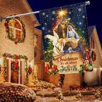 Christmas Nativity Holiday Yard Flag, It is All About Jesus Garden Flag, Double Sided Christian Faith Flag, Winter Lawn Religious Decor