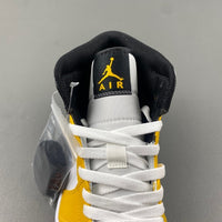 Mid Top Sneakers, White Black Yellow Colorway, Lace Up Design, Casual Gift for Sneaker Fans