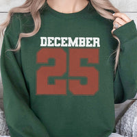 Retro Varsity Holiday Sweatshirt, December 25 Christmas Sweatshirt, Festive Winter Graphic Crewneck, Comfy Family Christmas Sweatshirt Present
