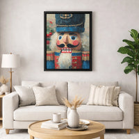 Festive Oil Impasto Nutcracker Canvas Print, Nutcracker Canvas Wall Art, Holiday Nutcracker Canvas Decor, Vintage Christmas Art Present