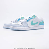 Retro Low Top Basketball Shoes, White Blue Colorway, Lace Up Design, Casual Gift for Shoe Lovers