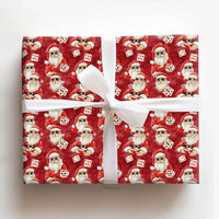 Video Game Santa Christmas Gift Wrap, Gamer Santa Poker Wrapping Paper, Humorous Gaming Holiday Wrapping Paper, Red Card Player Gift Wrap
