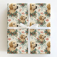 Watercolor Dog Gift Wrap, Golden Retriever Christmas Wrapping Paper, Golden Retriever Holiday Wrapping Paper, Adorable Pet Present Wrap