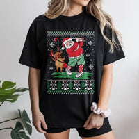 Reindeer Caddy Golf T-Shirt, Santa Golfing Christmas Shirt, Humorous Ugly Christmas Golf Tee, Retro Holiday Sports Shirt, Golf Lover Xmas Present